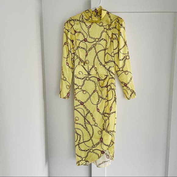 *SOLD* Ronny Kobo Kaira Silk Chain Link Printed Satin Dress NWT - Picture 10 of 15